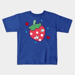 Sparkly Strawberry with Hearts Kids T-Shirt